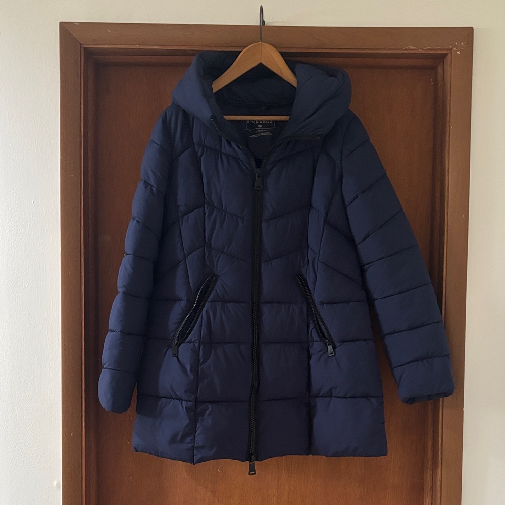 Bernardo Navy Hooded Puffer Jacket